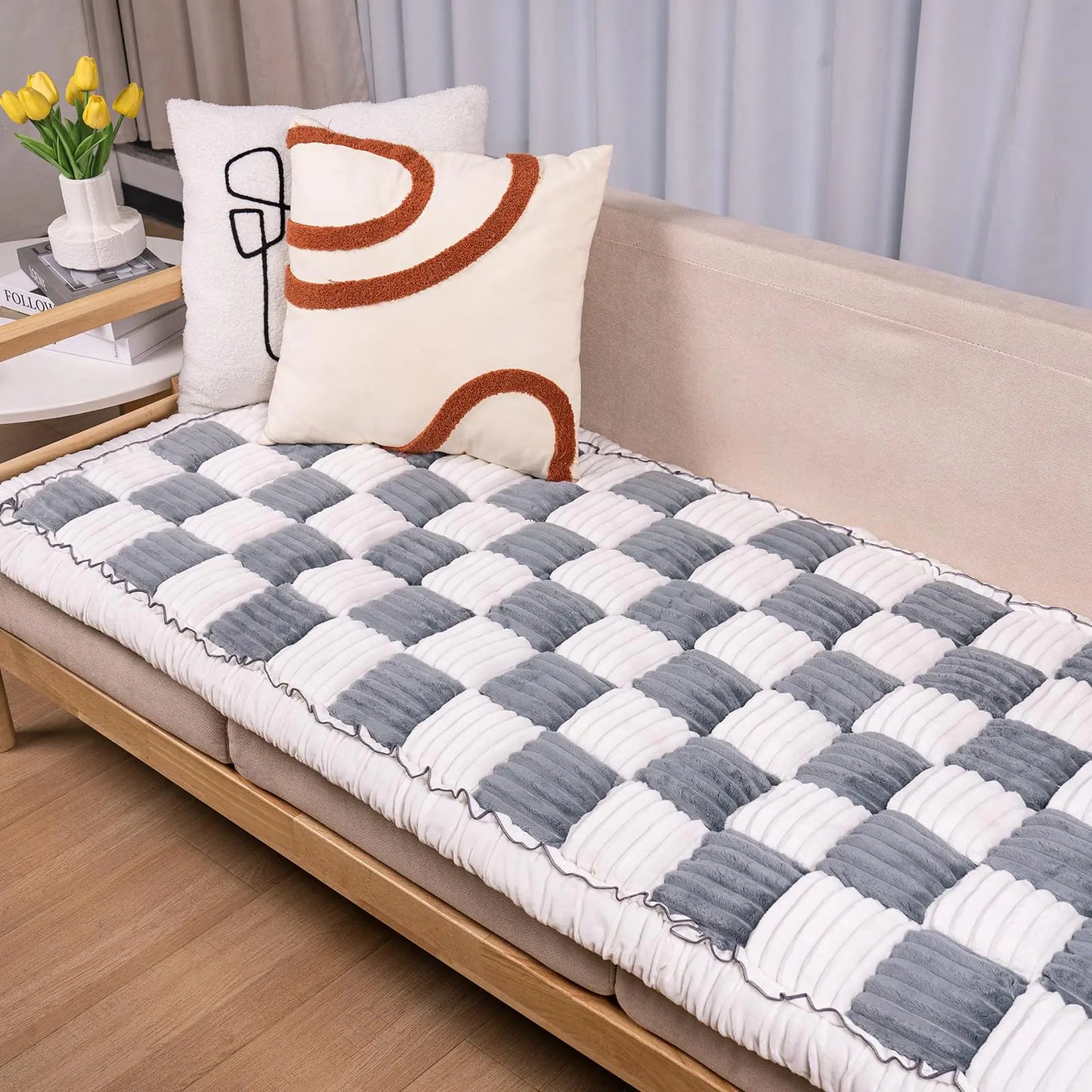 Flying Paws Dog Couch Cover Protector Couch Cover for Dogs Washable Pet Bed Couch Cover Pet Friendly Sofa Cover for Large Dogs (Blue-Grey 27 * 82 inch)
